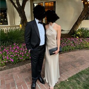 BHLDN Elegant Cream Halter Dress